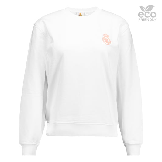 Sudadera Cropped Mujer ECO Essentials Real Madrid Escudo Blanca