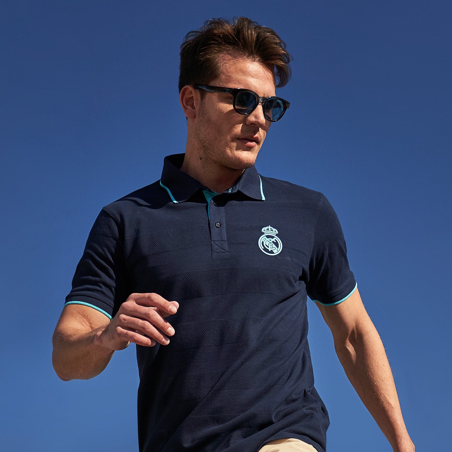 Polo Madrid Sky Estructura Rayas Hombre Tonal Azul