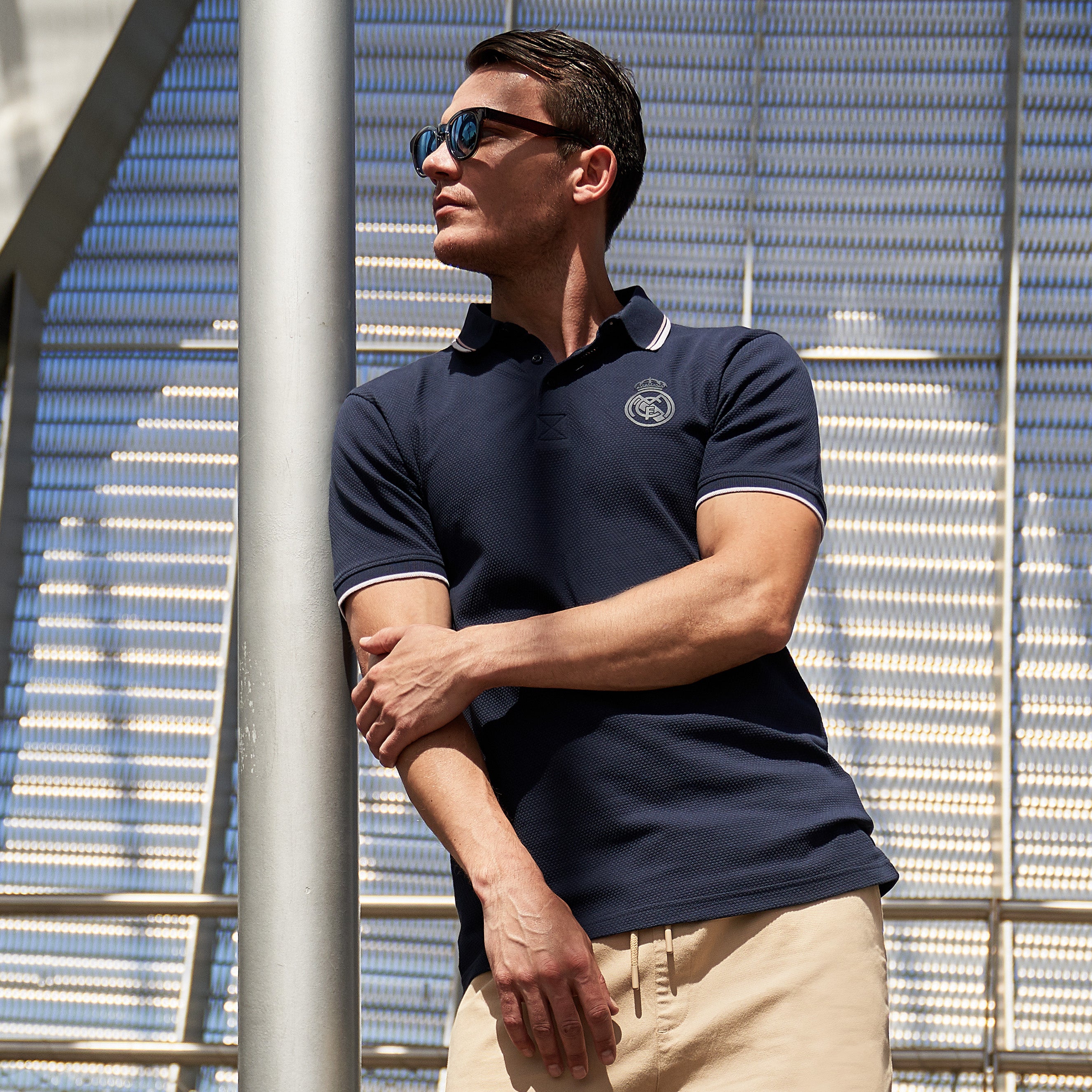 Polo Sakura Hombre Tejido Estructura Azul