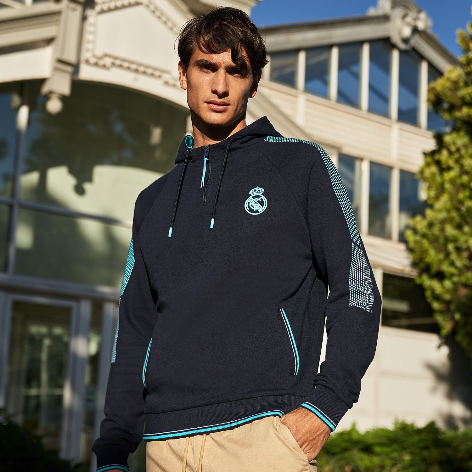 Sudadera Madrid Sky Hombre Cremallera Azul
