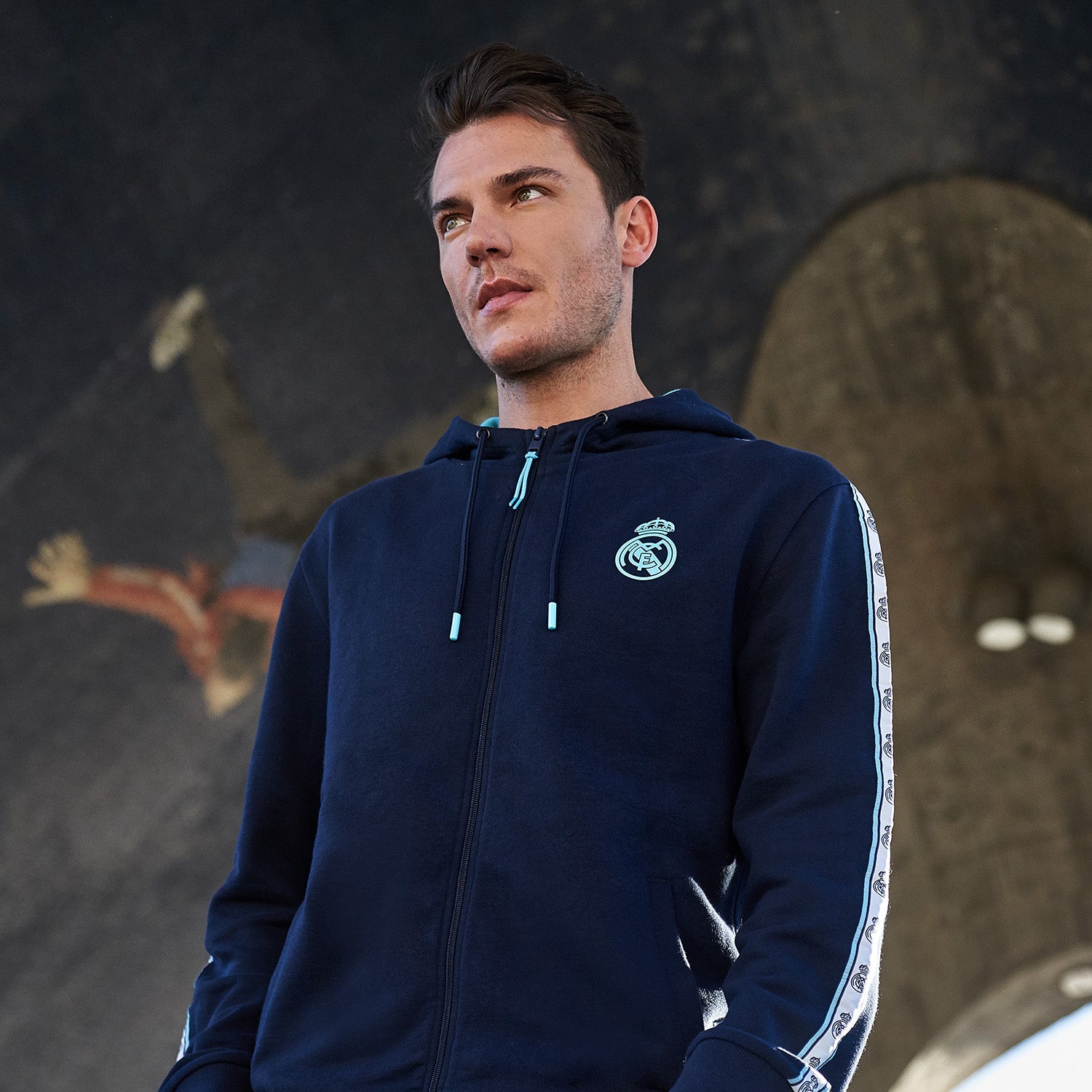 Sudadera Madrid Sky Hombre Cremallera Cinta Manga