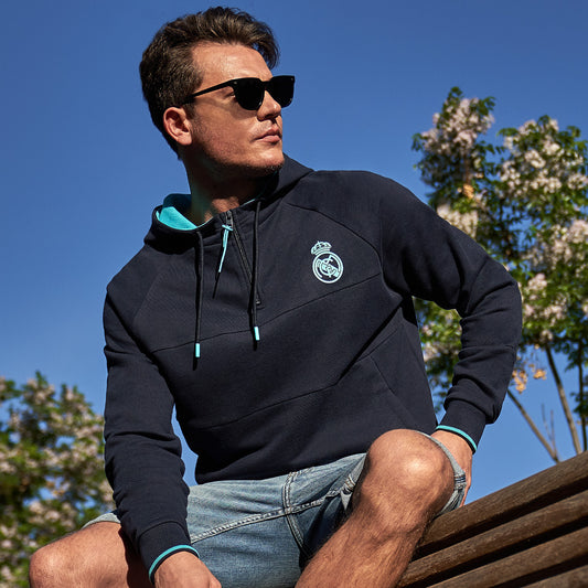 Sudadera Madrid Sky Hombre Cremallera Parcial Azul