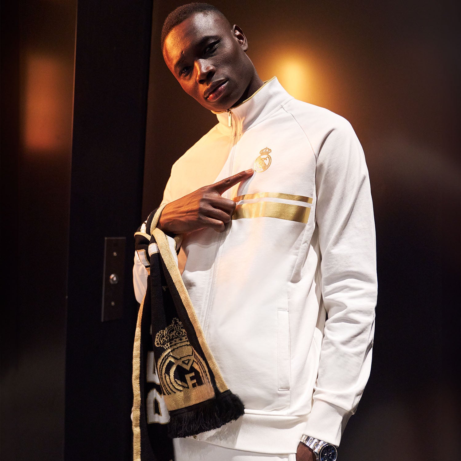 Sudadera Cremallera Hombre White & Gold