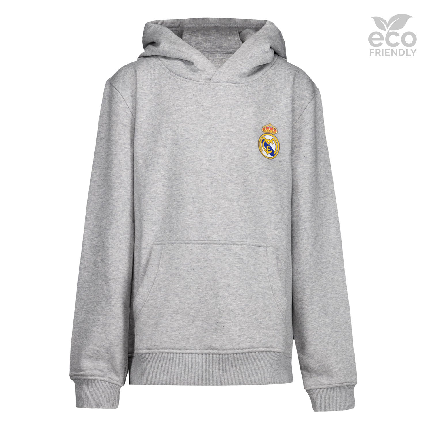 Sudadera Capucha Niños ECO Essentials Real Madrid Escudo Color Gris