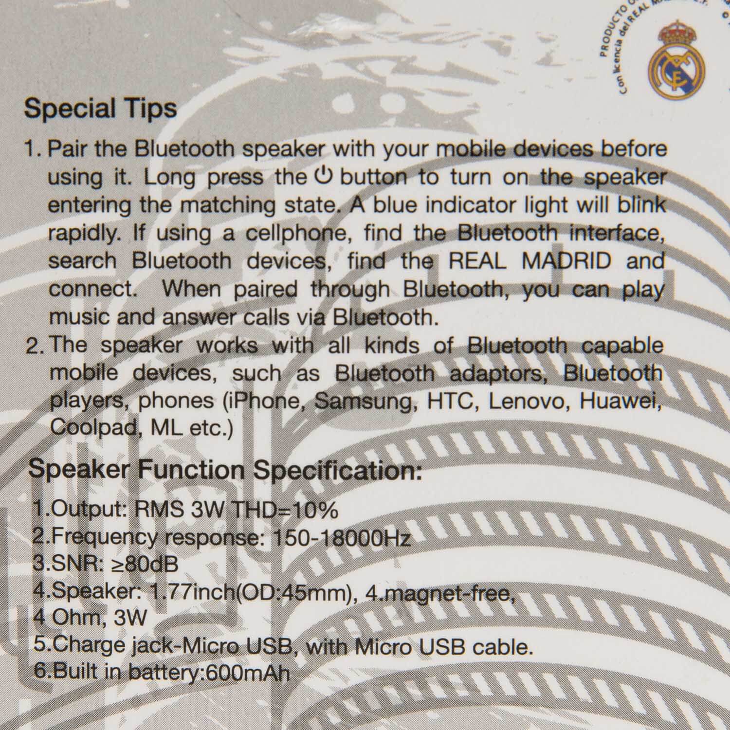 Altavoz Bluetooth Balón Real Madrid