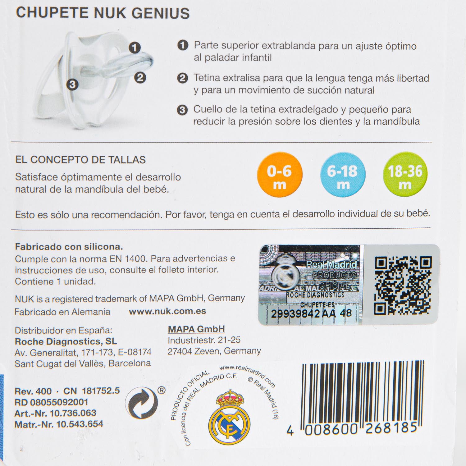Chupete 6-18 Meses Real Madrid