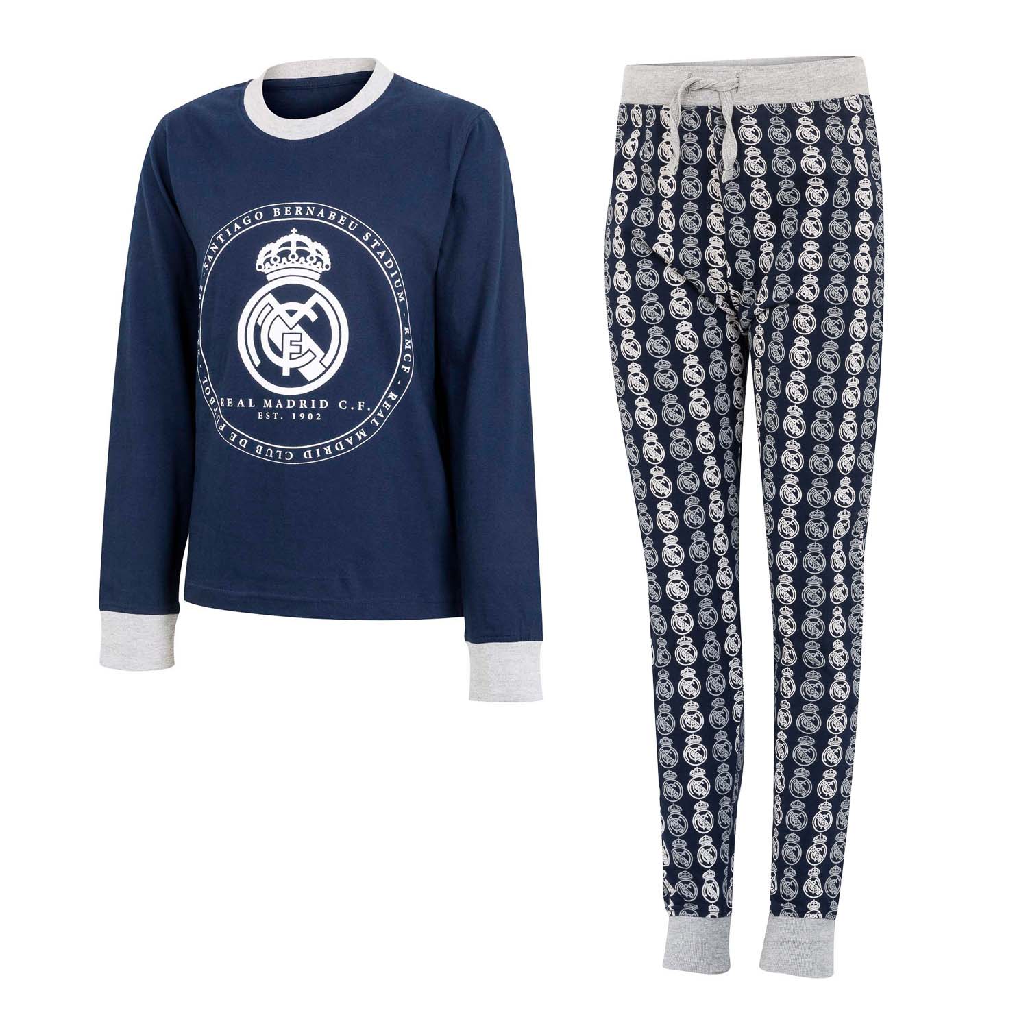 Pijama Largo Niño Escudo Azul Marino/Gris