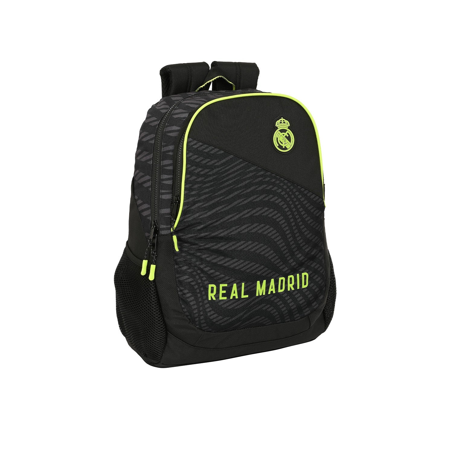 Mochila Doble Cremallera Negra/Lima Bernabéu