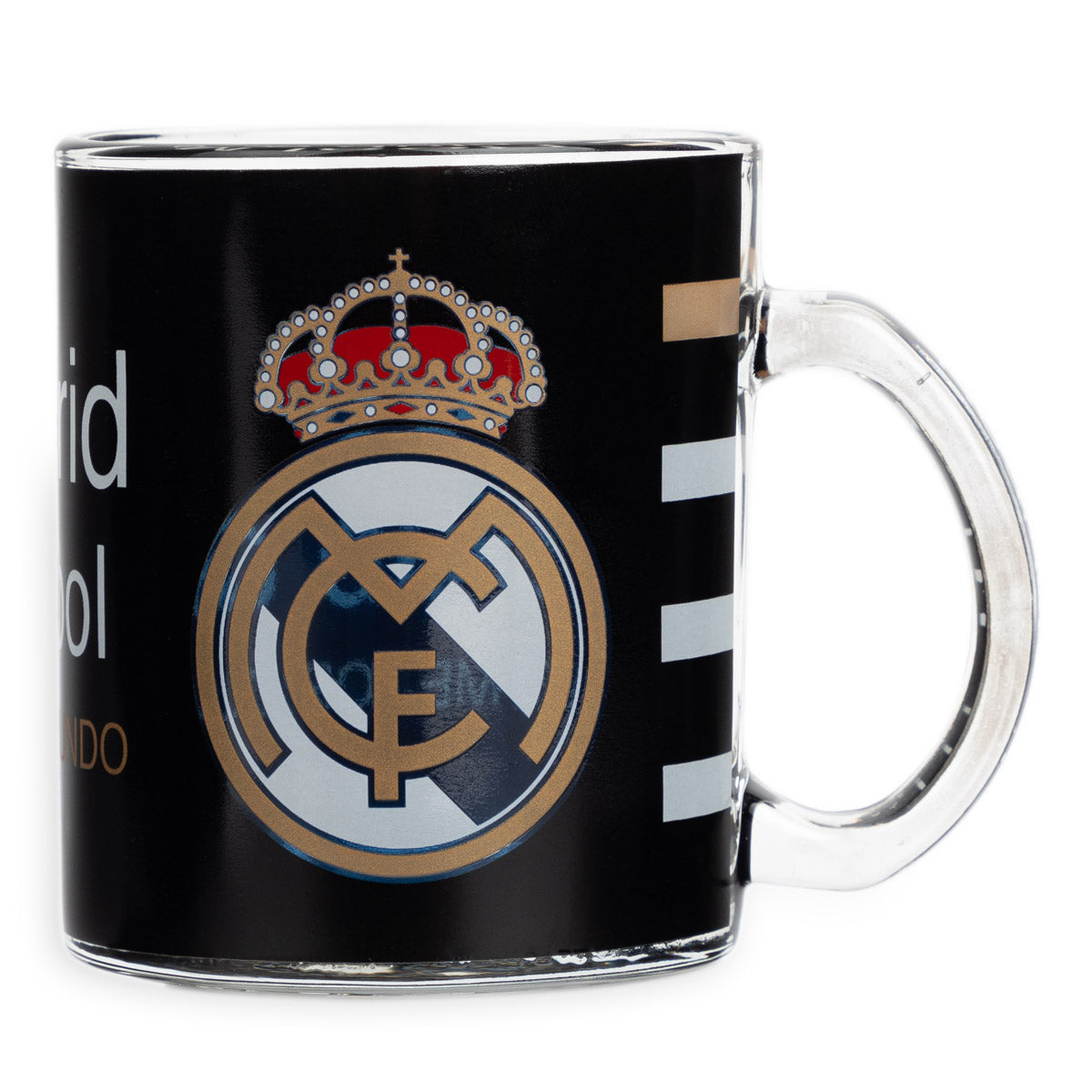 Taza Vidrio Negra Real Madrid