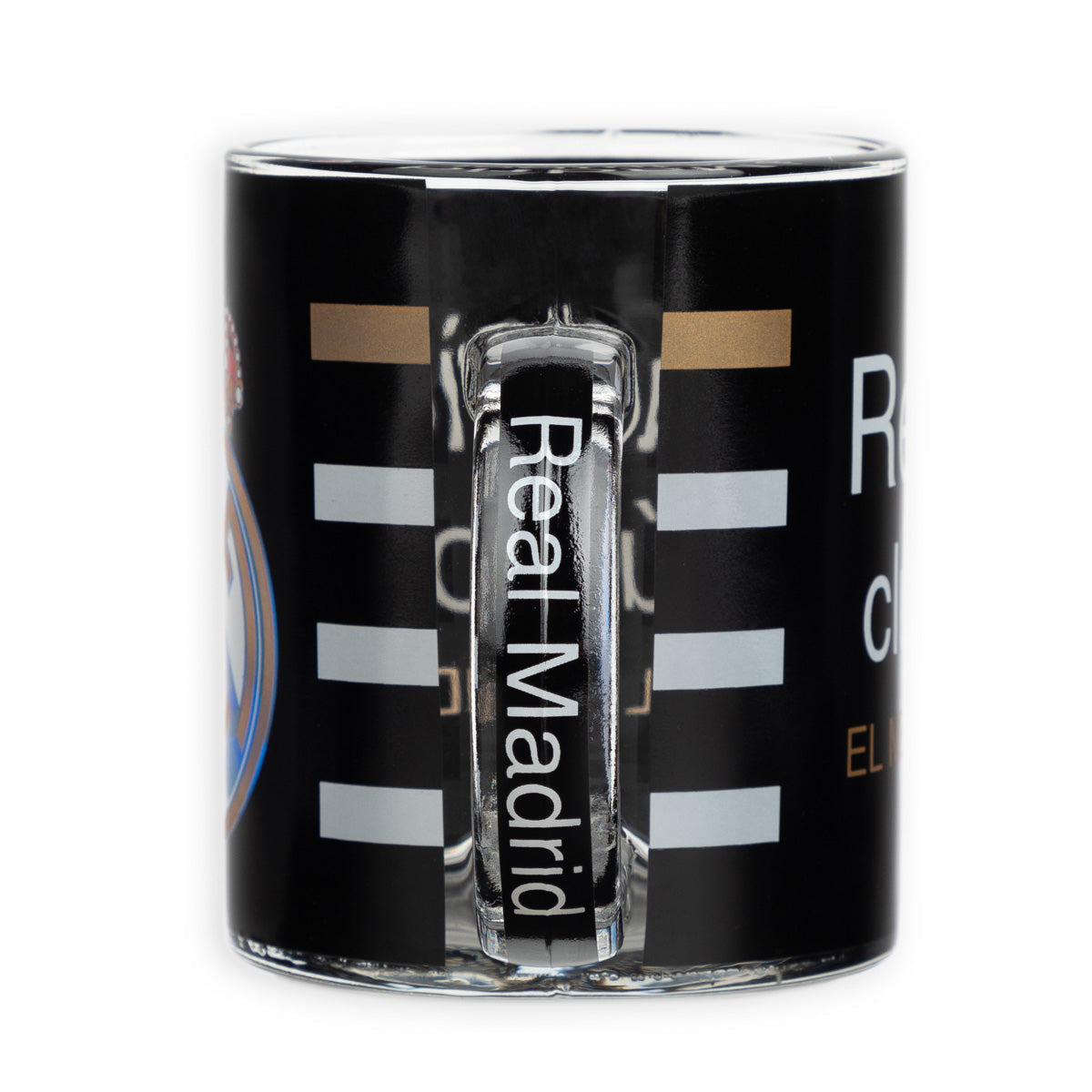Taza Vidrio Negra Real Madrid