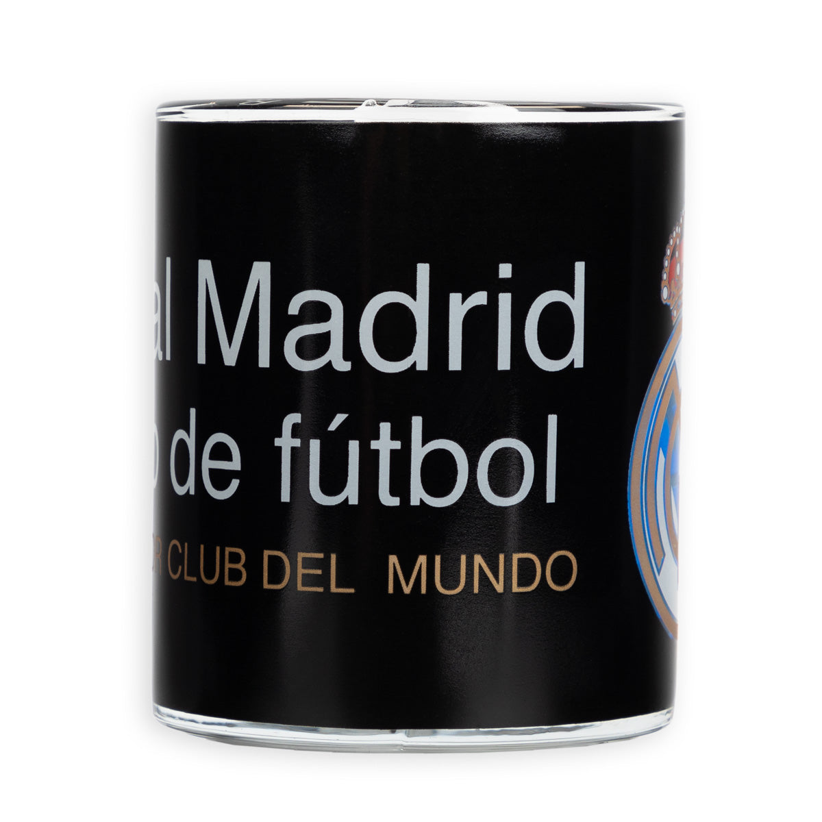 Taza Vidrio Negra Real Madrid