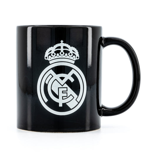 Taza Negra Cerámica Escudo Real Madrid