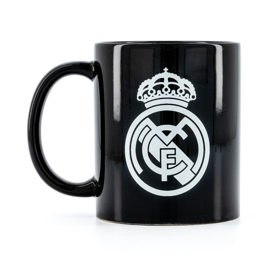 Taza Negra Cerámica Escudo Real Madrid