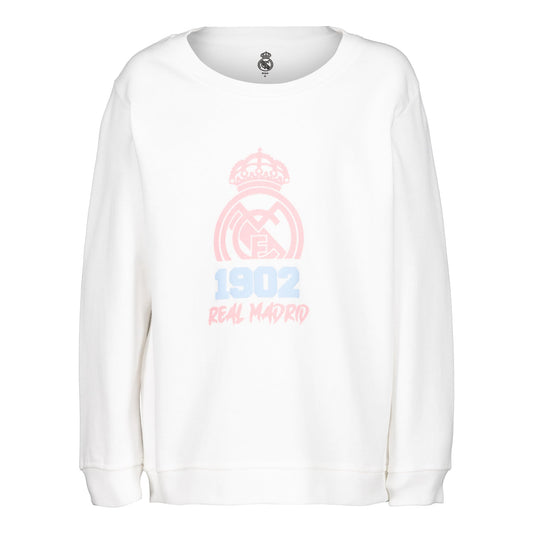 Sudadera Cuello Redondo Infantil Estampacion 1902 Blanco/Rosa