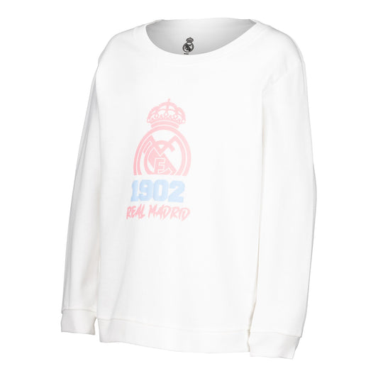 Sudadera Cuello Redondo Infantil Estampacion 1902 Blanco/Rosa