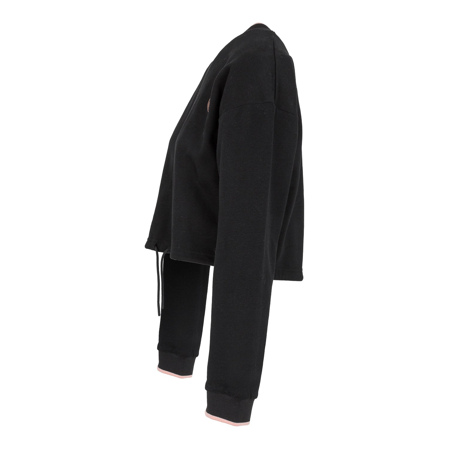 Sudadera Crop Gym Mujer Negro/Rosa