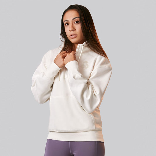 Sudadera Mujer Real Madrid Ladies Vintage 1/4 Cremallera Crema