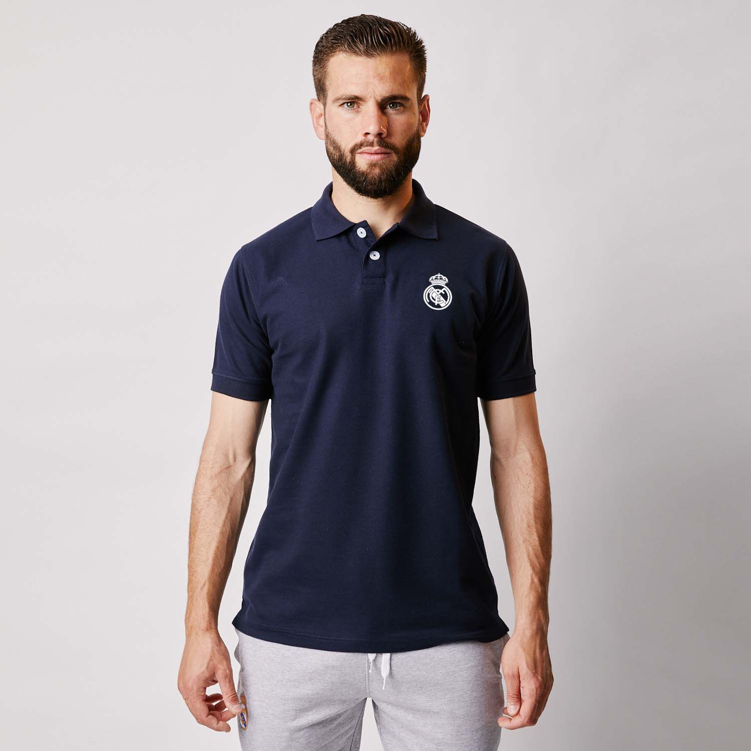 Polo Azul Marino Hombre Escudo Monocolor Essentials