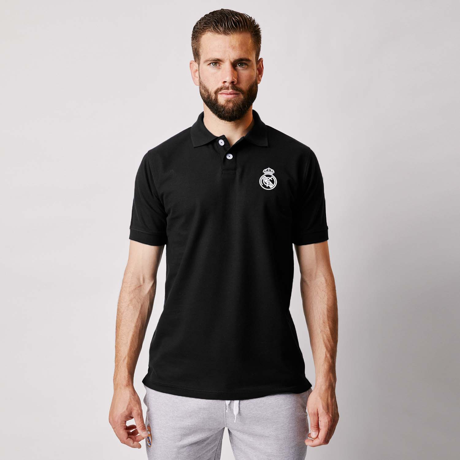 Polo Negro Hombre Escudo Monocolor Essentials