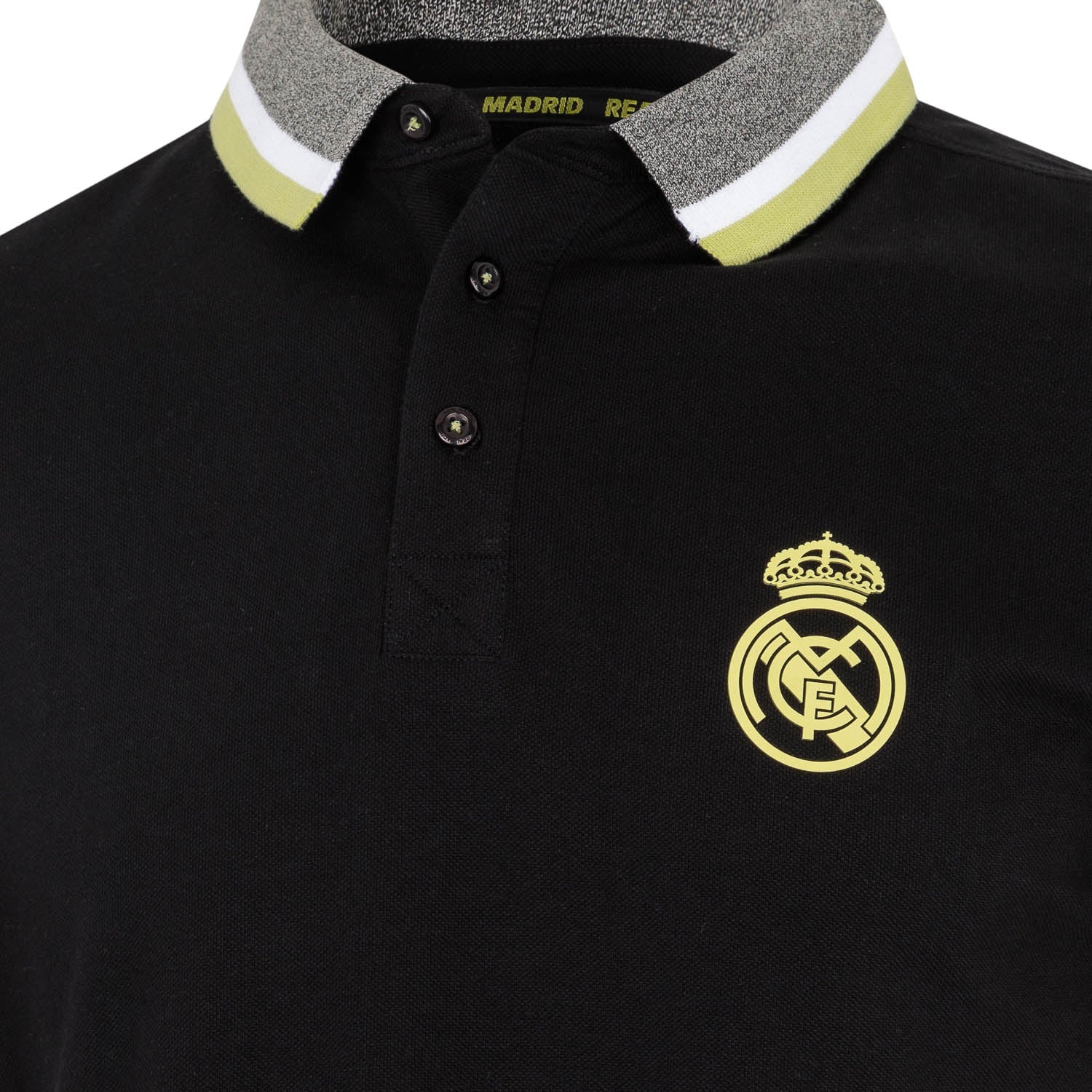 Polo Pique Hombre Negro/Lima Real Madrid