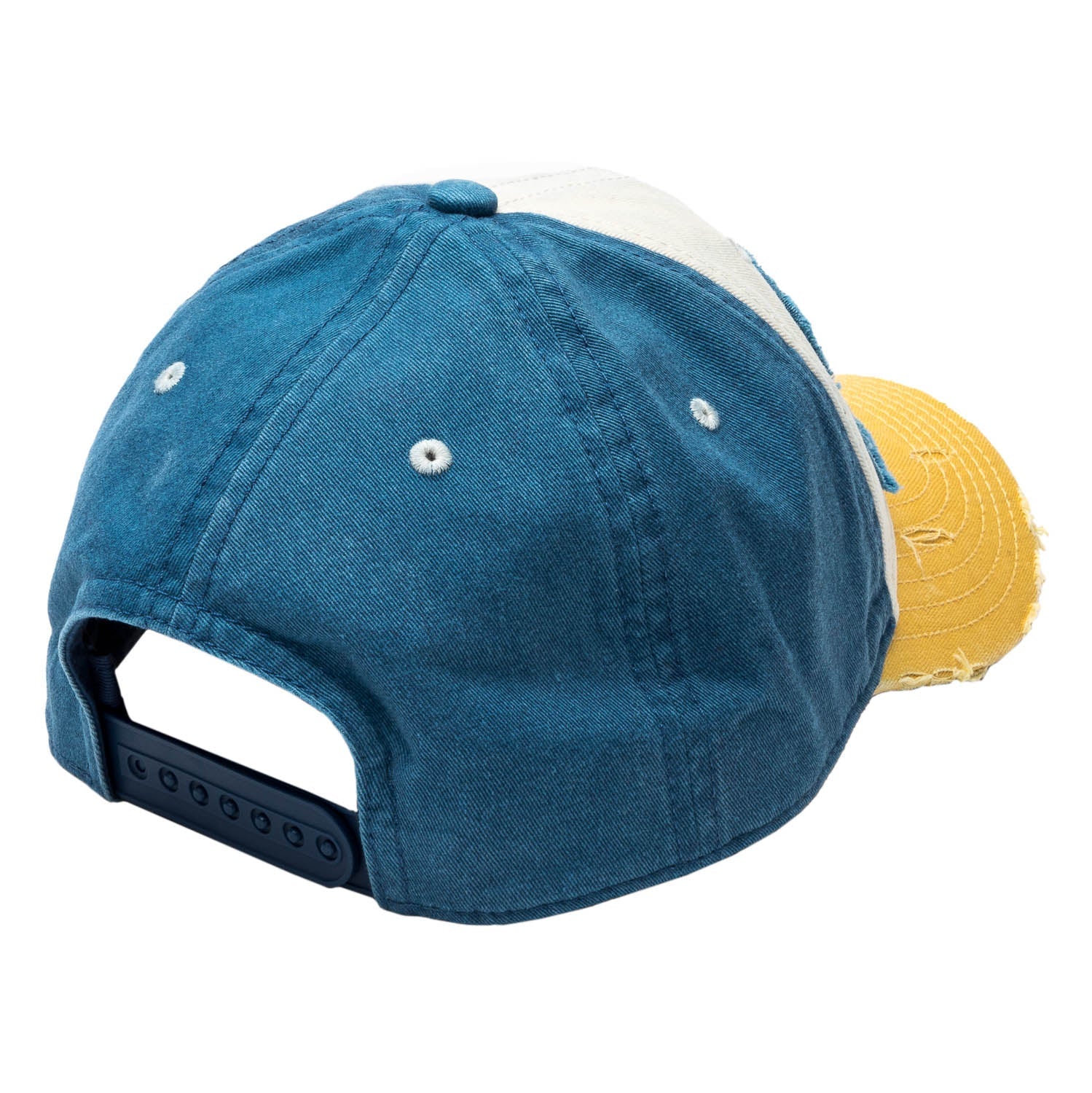 Gorra Desgastada Texto Cuadrado Blanco/Amarillo