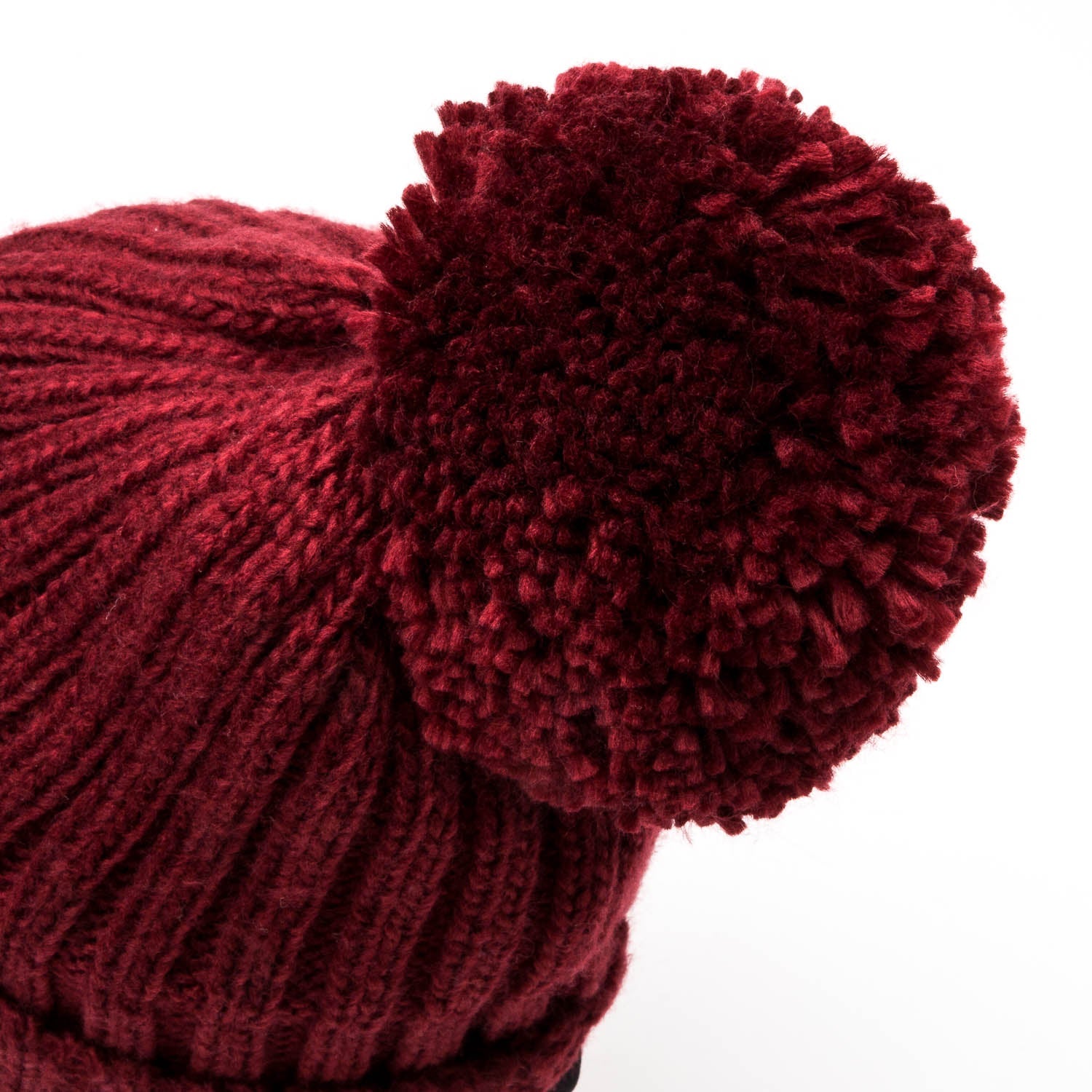 Gorro Punto Pompón Granate