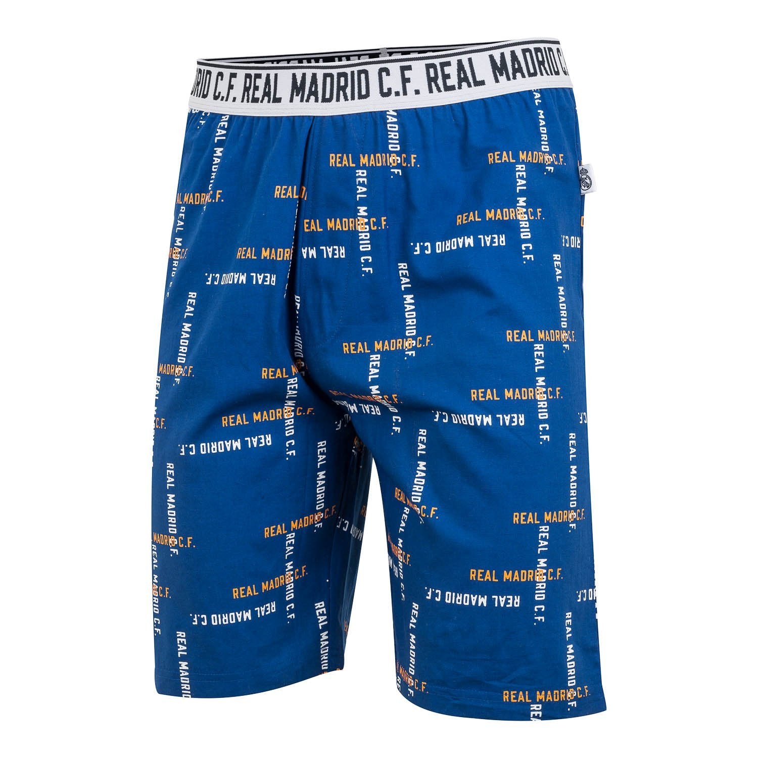 Pijama Corto Hombre Texto Azul/Gris