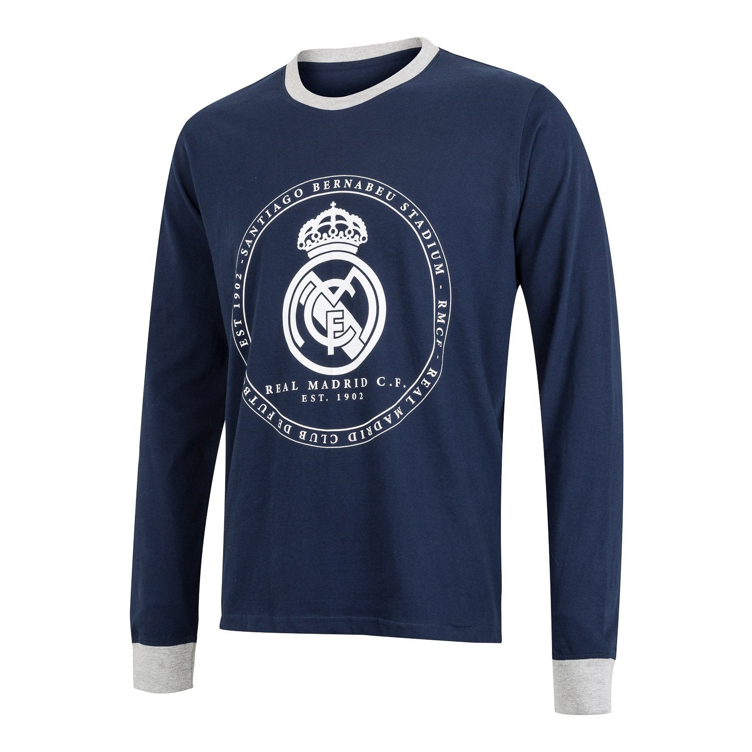 Pijama Largo Hombre Escudo Azul Marino/Gris