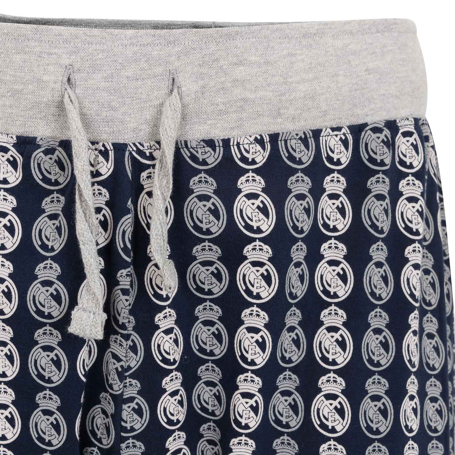 Pijama Largo Hombre Escudo Azul Marino/Gris