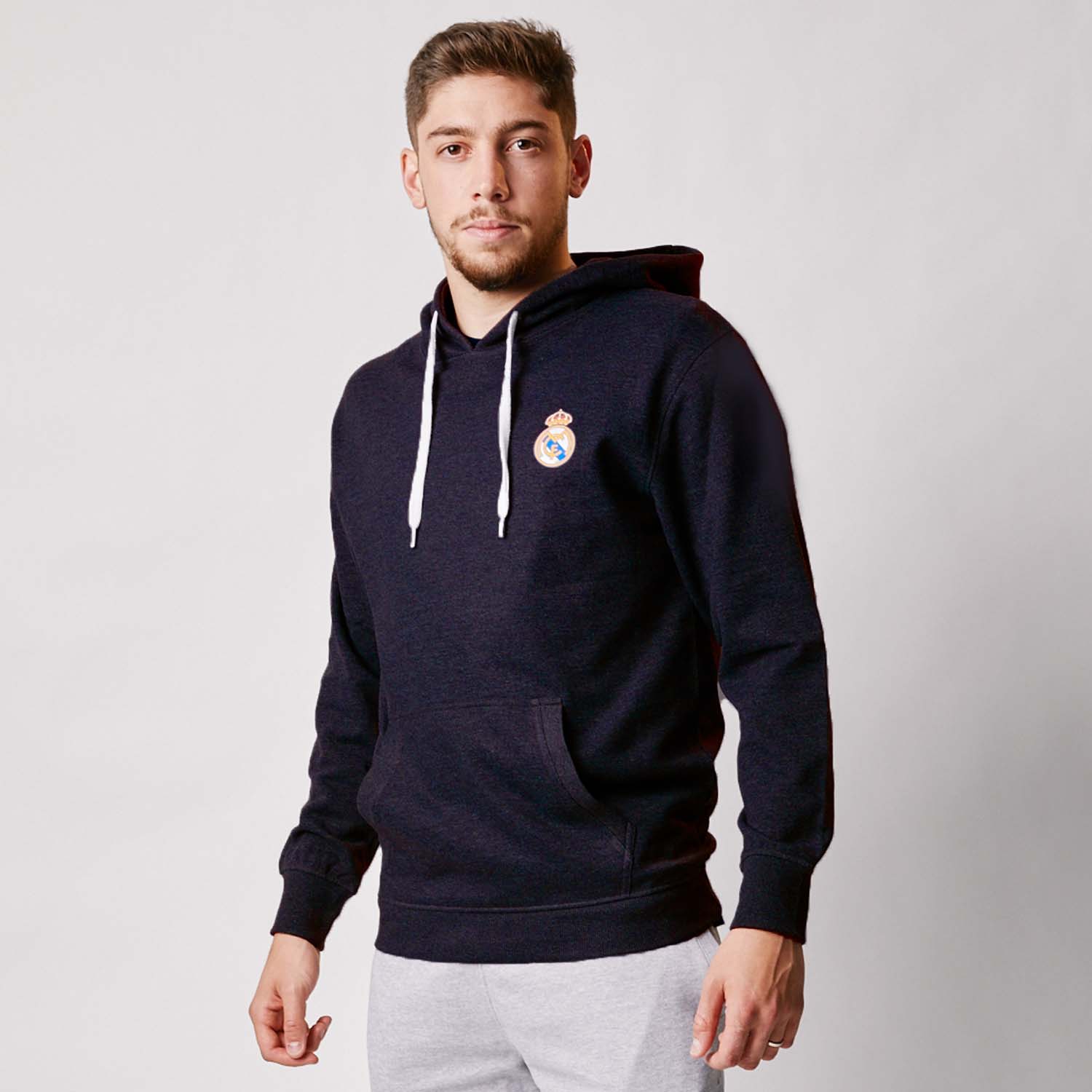 Sudadera Capucha Azul Marino Hombre Escudo Color Essentials