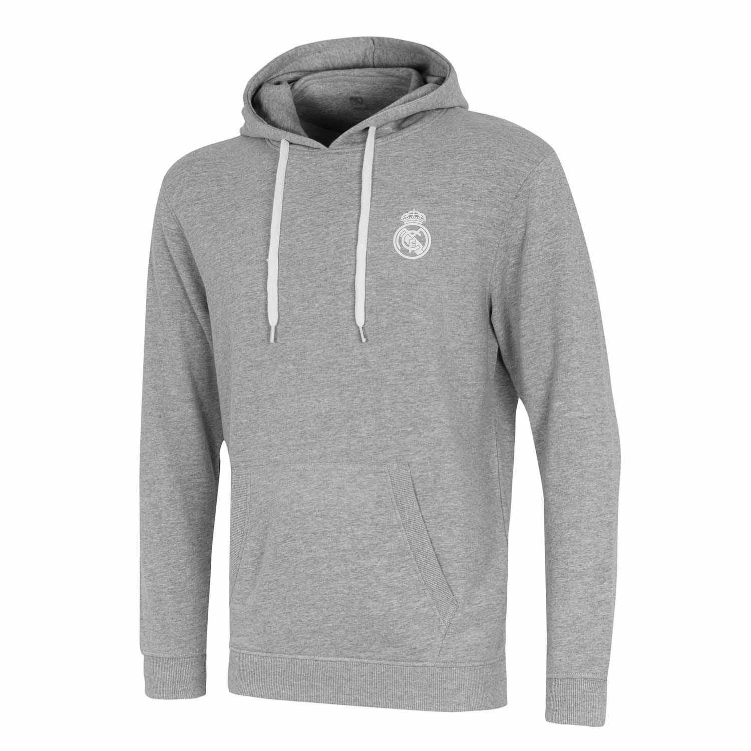 Sudadera Capucha Gris Claro Hombre Escudo Monocolor Essentials