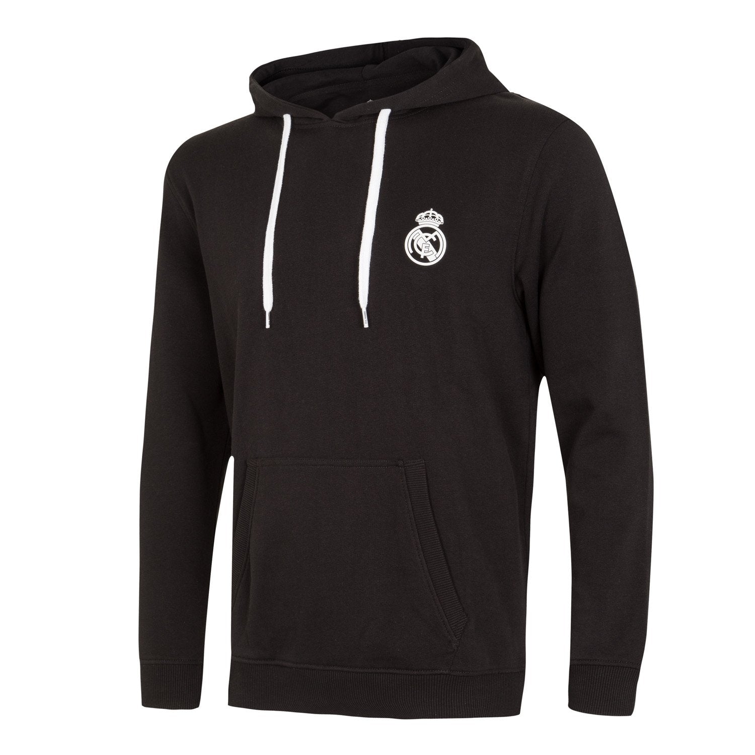 Sudadera Capucha Negra Hombre Escudo Monocolor Essentials
