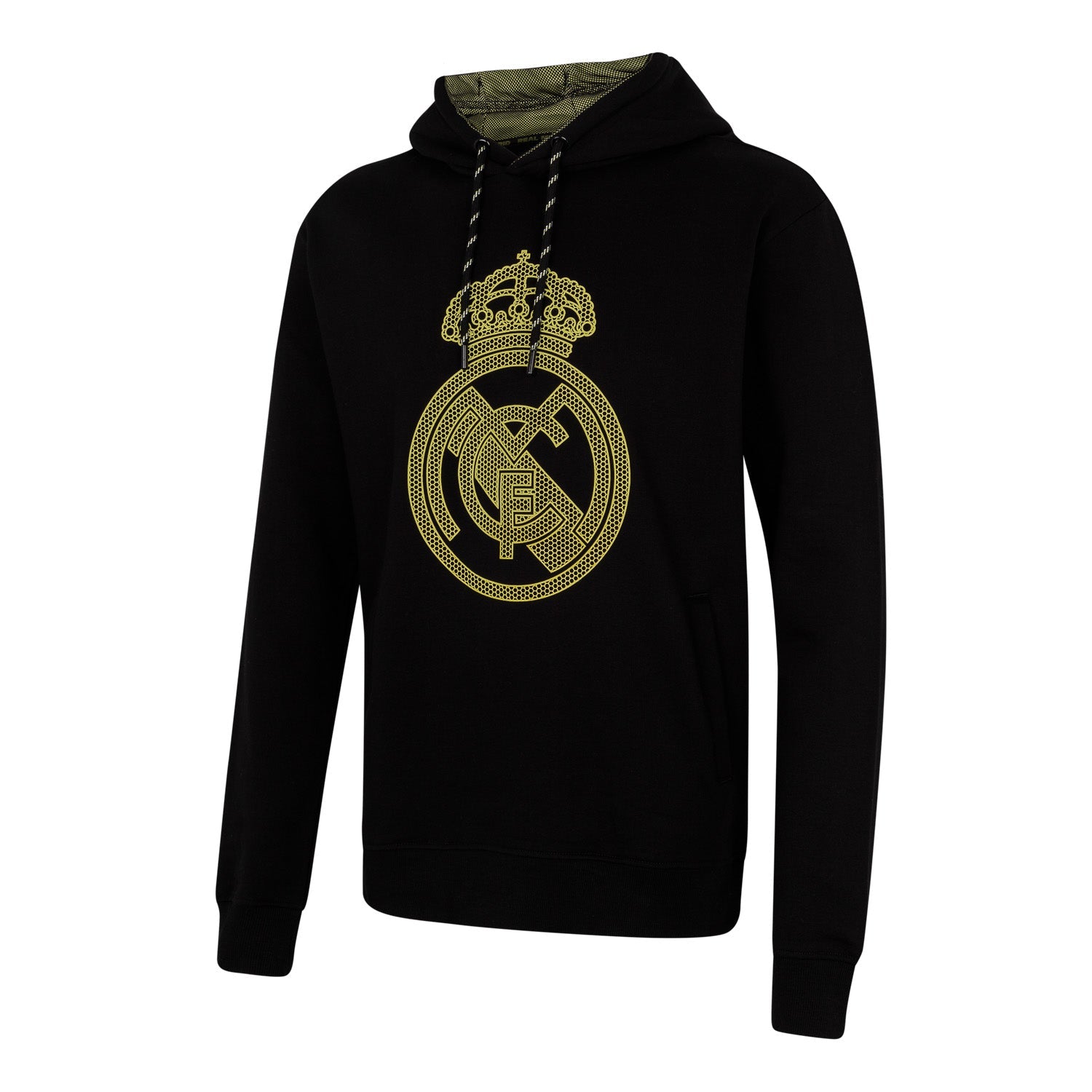 Sudadera Chándal Hombre Escudo Negra/Lima Real Madrid