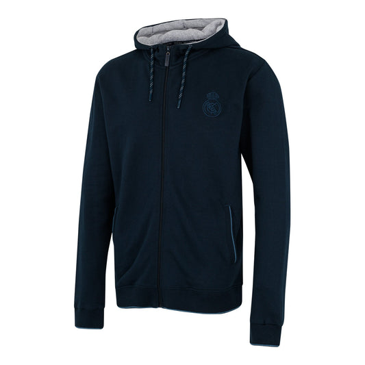 Sudadera Cremallera Tonal Hombre Azul Marino Real Madrid