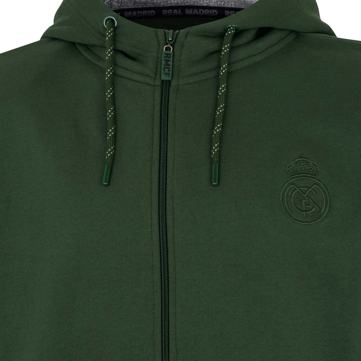 Sudadera Cremallera Tonal Hombre Verde Real Madrid
