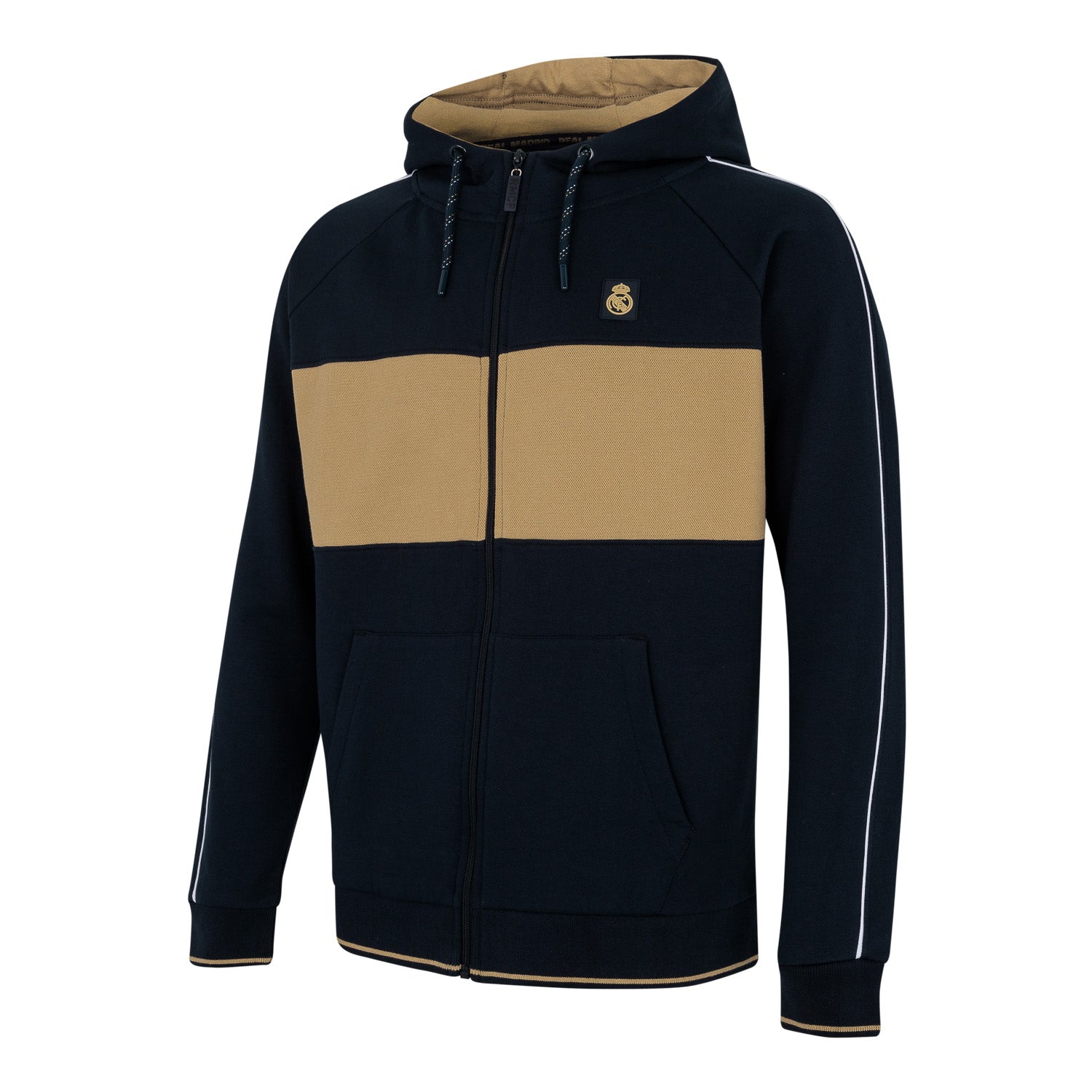 Sudadera Cremallera Hombre Azul Marino/Beige Real Madrid