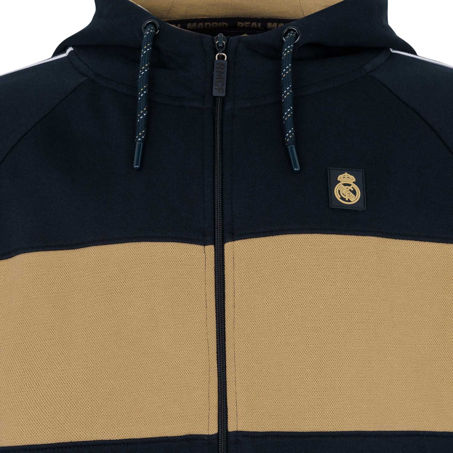 Sudadera Cremallera Hombre Azul Marino/Beige Real Madrid