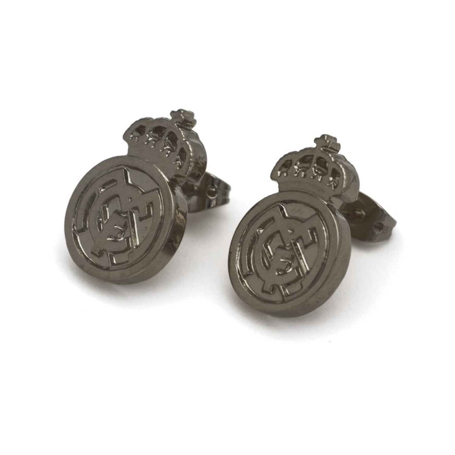 Pendientes de Presión Rutenio Escudo Mediano Real Madrid