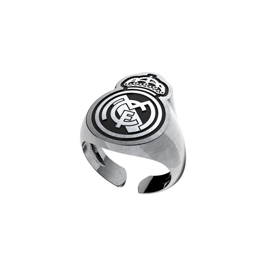 Sortija Escudo Plata Esmalte Negro Real Madrid