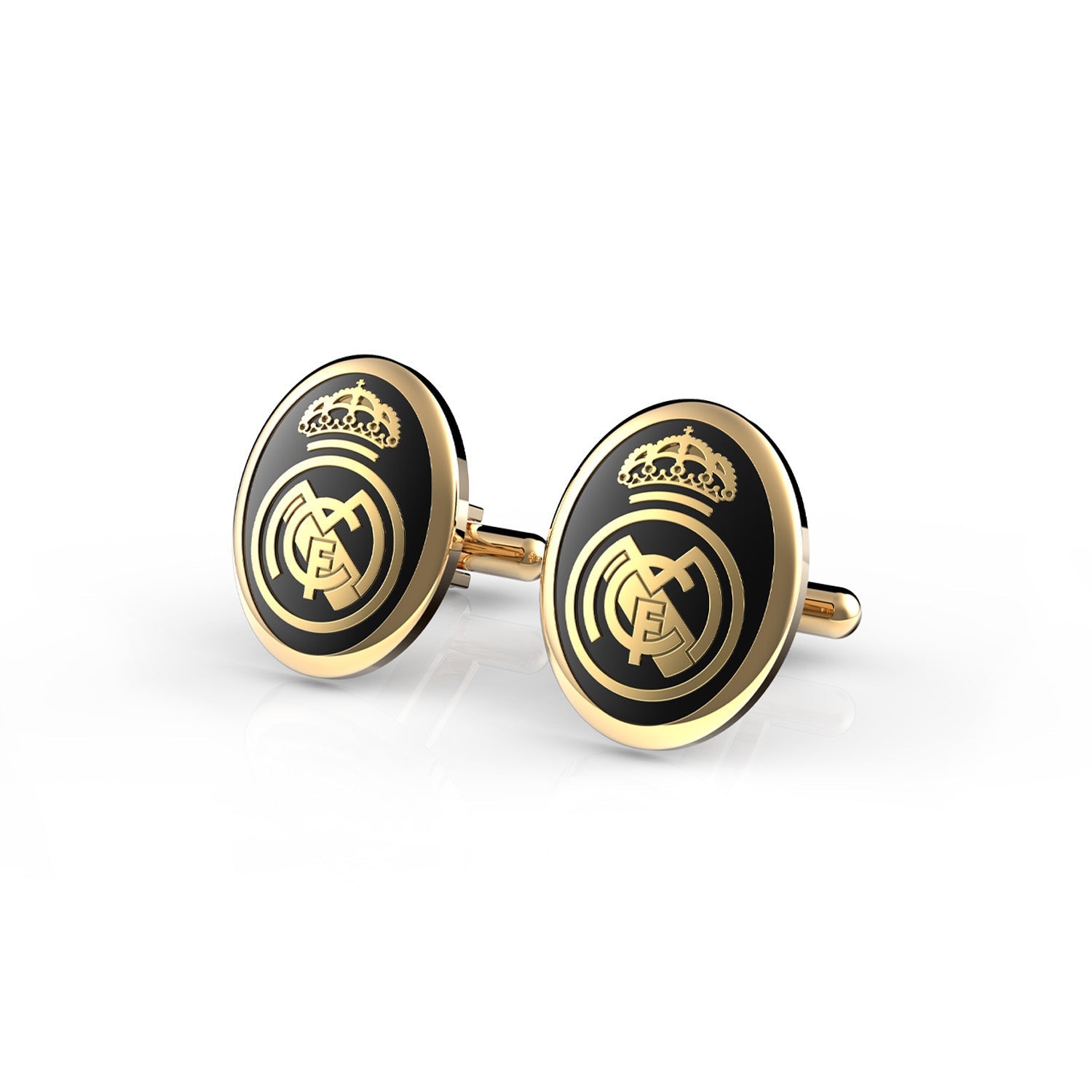 Gemelos Escudo Oro Esmalte Negro Real Madrid