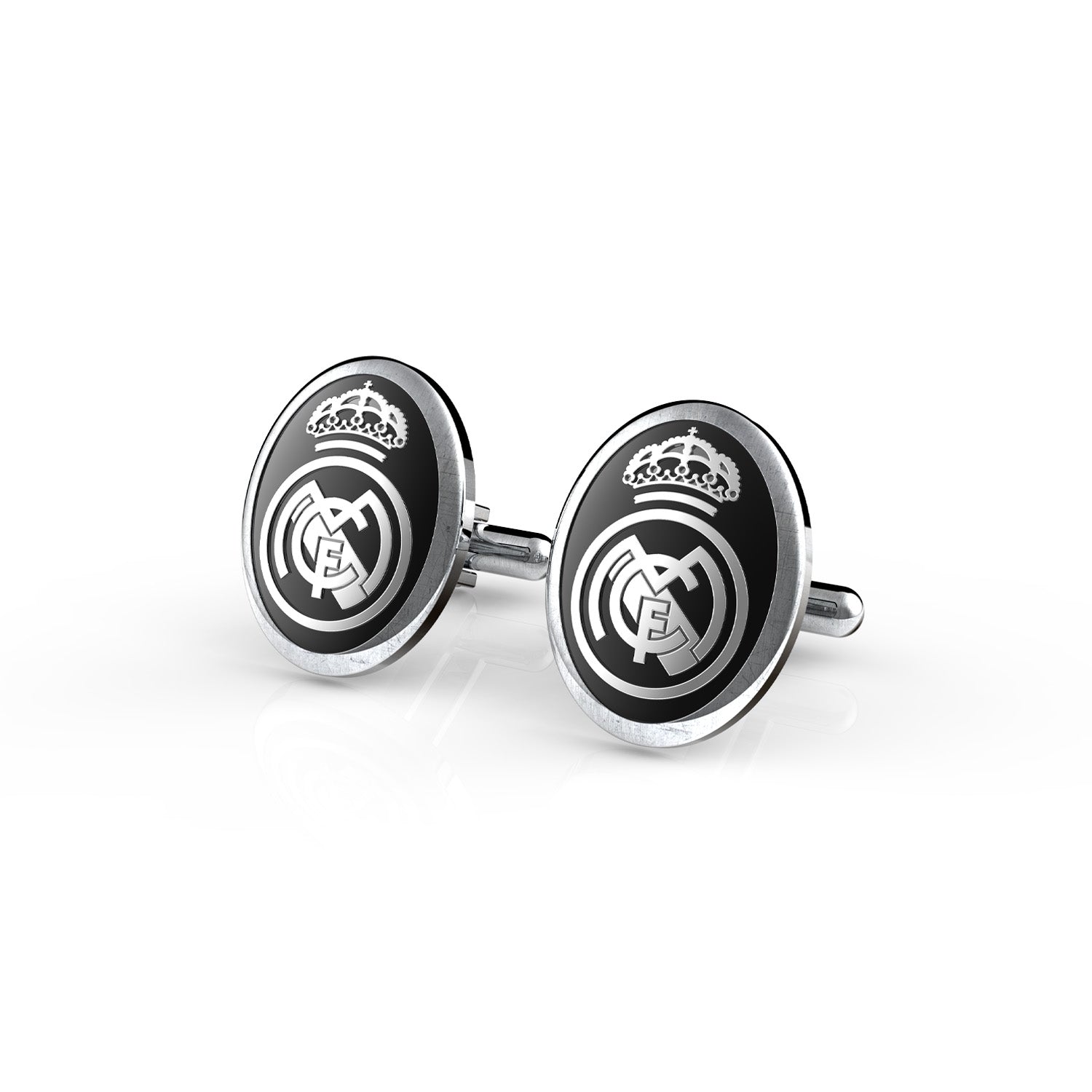 Gemelos Escudo Plata Esmalte Negro Real Madrid