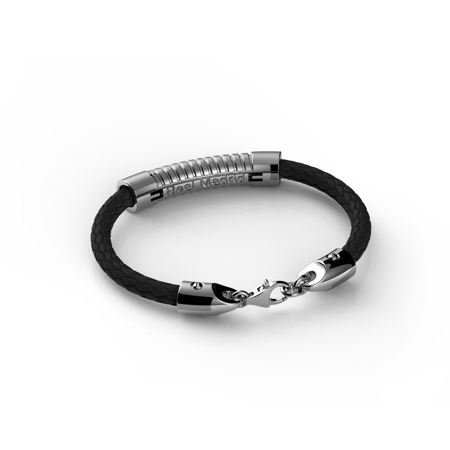 Pulsera Cuero Plata 22cm Real Madrid