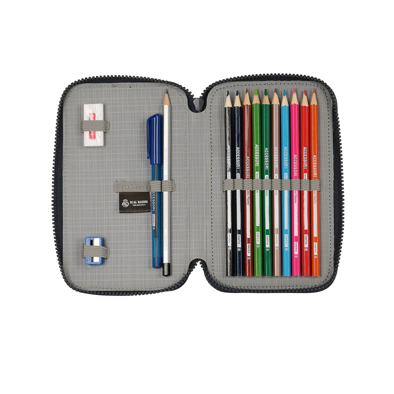 Estuche Doble Material Escolar Blanco/Dorado