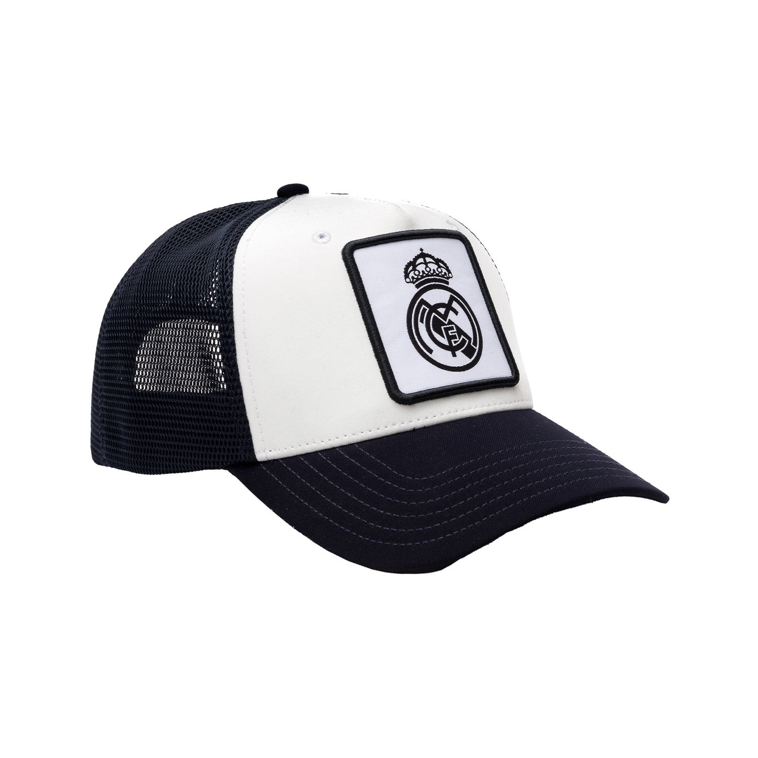 Gorra Rejilla Niños Escudo Cuadrado Blanco/Negro
