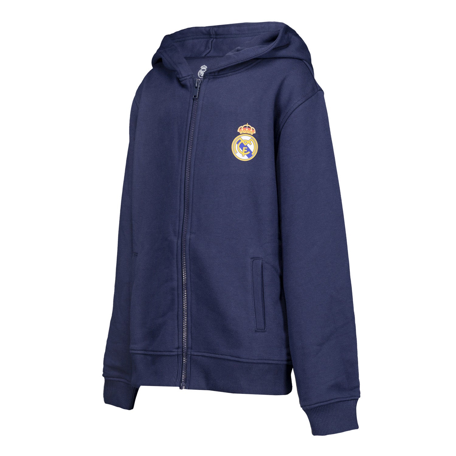 Sudadera Capucha Cremallera Niños ECO Essentials Real Madrid Escudo Azul