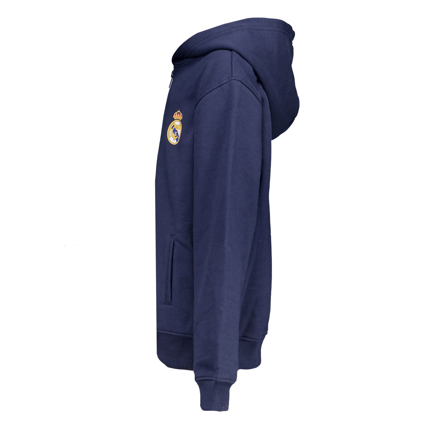 Sudadera Capucha Cremallera Niños ECO Essentials Real Madrid Escudo Azul