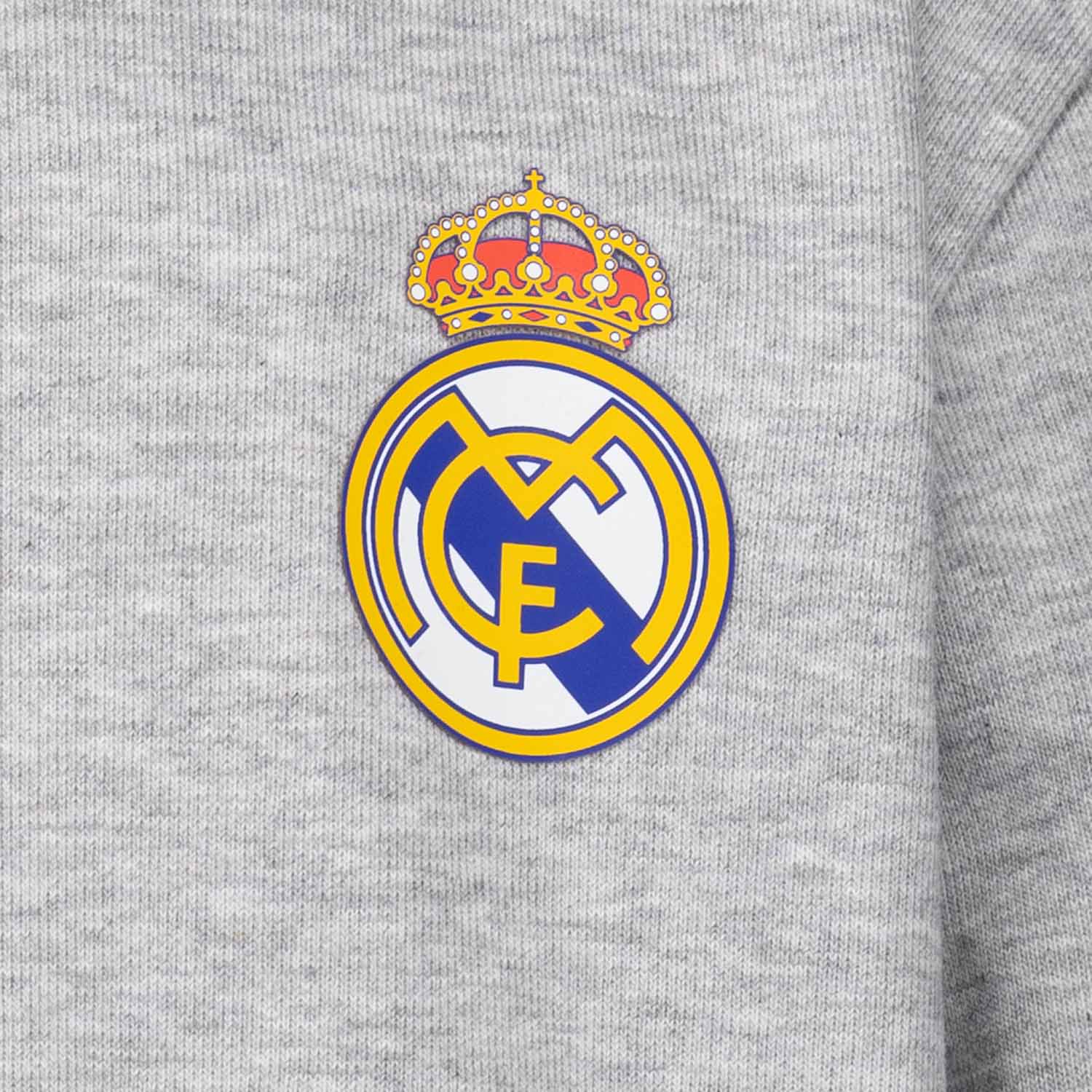 Sudadera Capucha Cremallera Niños ECO Essentials Real Madrid Escudo Gris