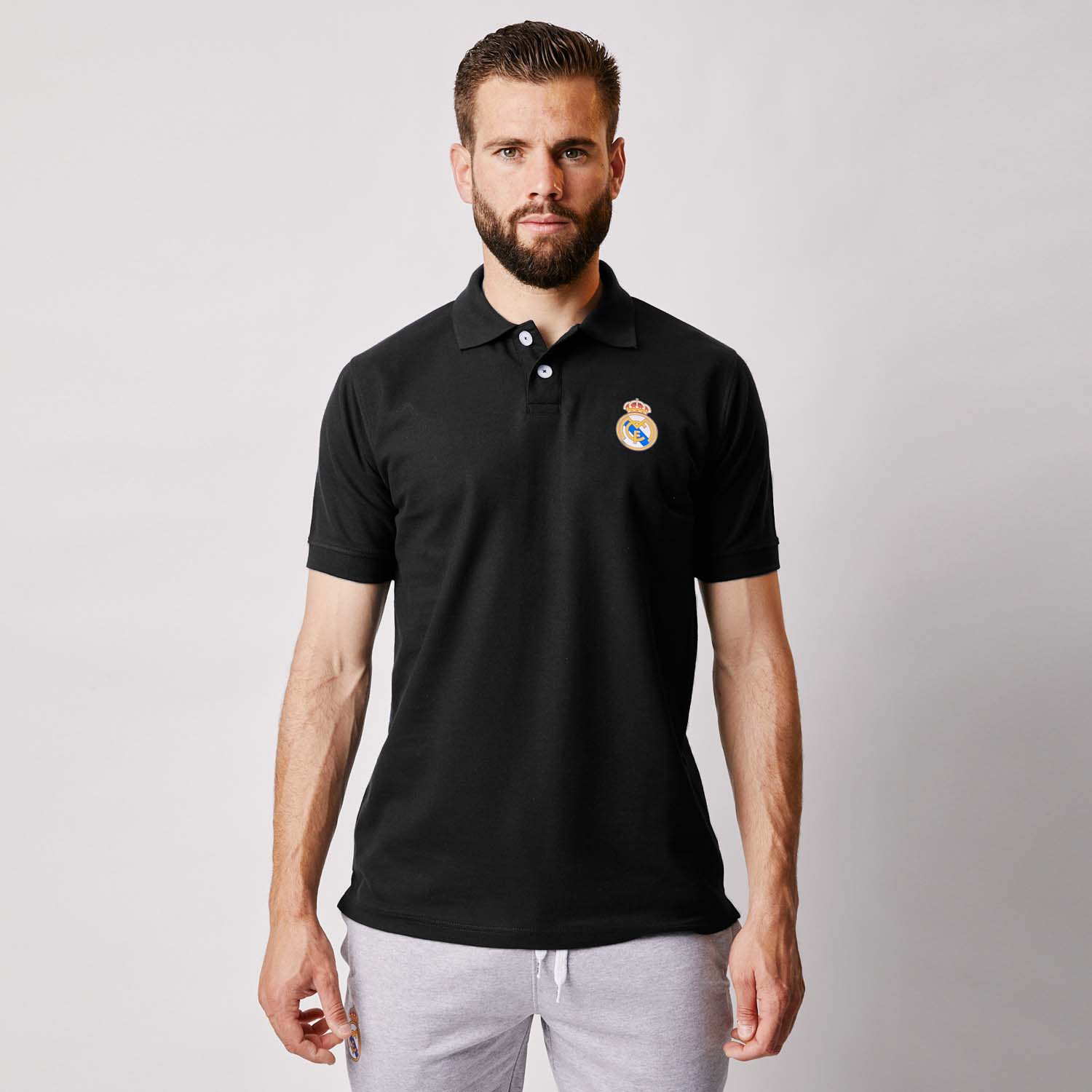 Polo Negro Hombre Escudo Color Essentials