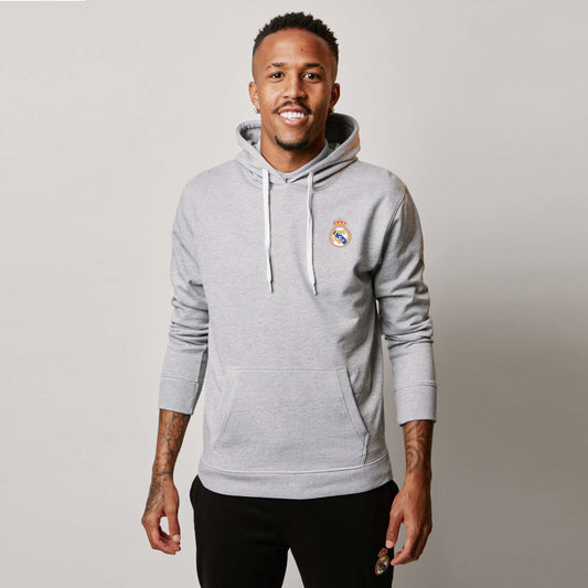 Sudadera Capucha Gris Claro Hombre Escudo Color Essentials