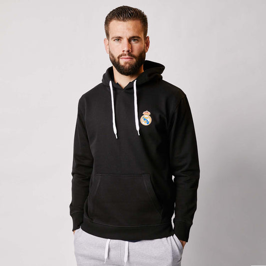 Sudadera Capucha Negra Hombre Escudo Color Essentials